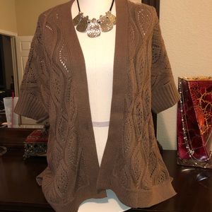 Loft Tan Cable Knit Cardigan Sweater